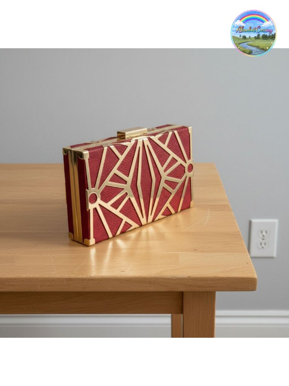 Velvet Evening Clutch Purse with Hollow Metal Decoration Detachable Chain